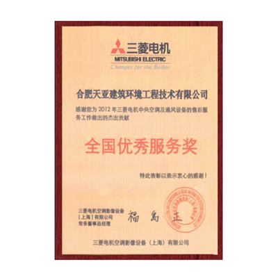 全國優(yōu)秀服務(wù)獎(jiǎng)